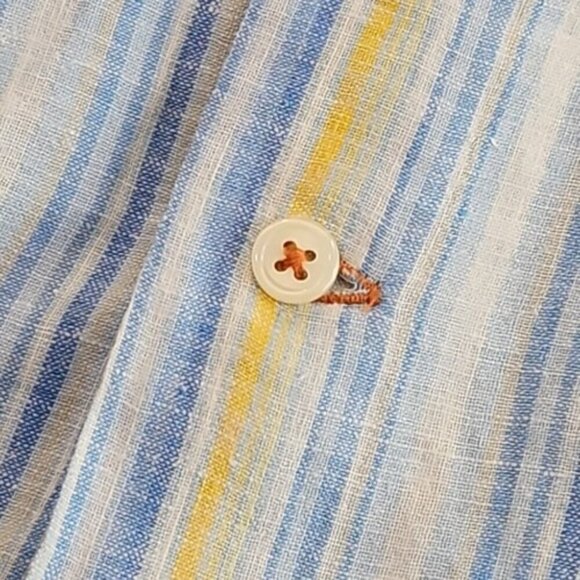 Nyne New You New Energy Shirt Men's 1X Big Short Sleeve Blue Yellow Stripe - Picture 2 of 15